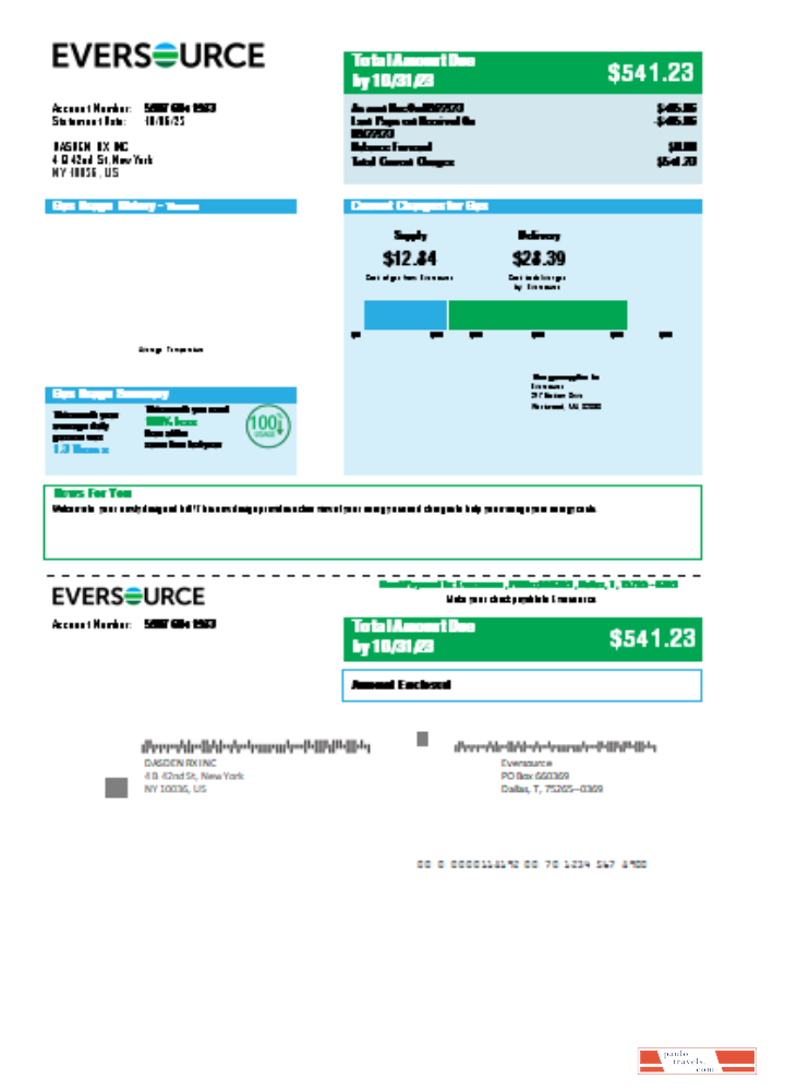 Eversource gas utility business bill, SCR PSD template